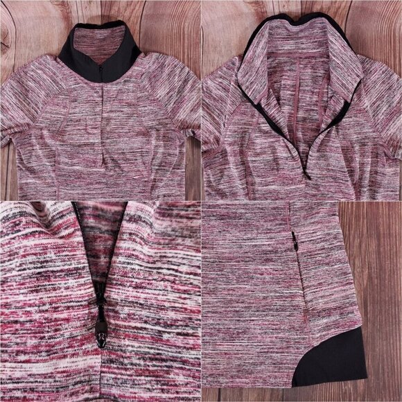 Lululemon Womens Sz 6 Runderful 1/2 Zip Space Dye Camo Berry Rumble Multi Black - Picture 6 of 13